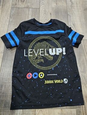 4/$10 Jurassic World 6 Boys Graphic Tee Active Level Up Gamer Short Sleeve